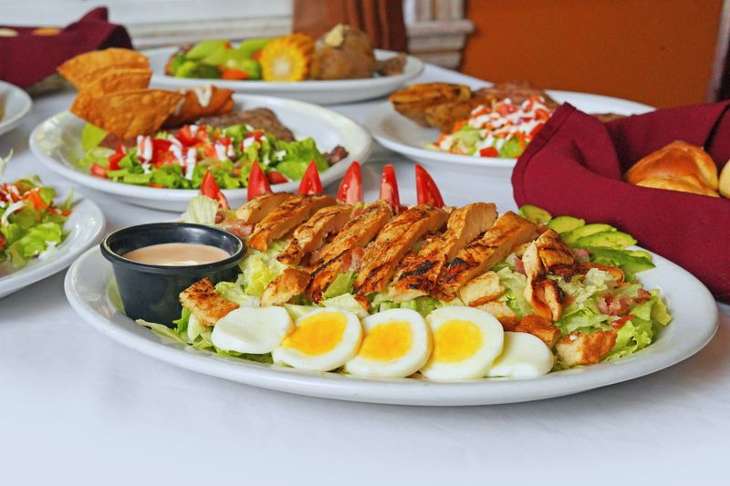 Grilled chicken avocado salad bowl